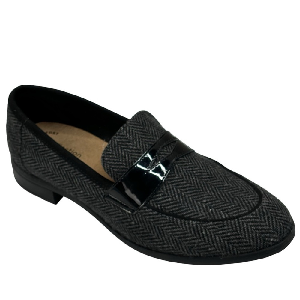Clark’s Ultimate Comfort Collection Black Herringbone Slip On Loafer 8M Like New